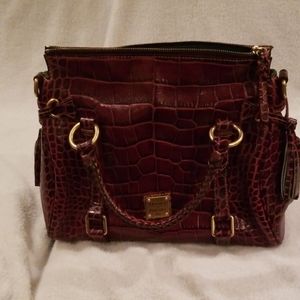 Dooney and Burke Croco embossed satchel Burgandy